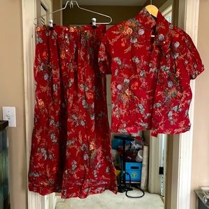 Red cotton pattern Ralph Lauren cotton dress and top
